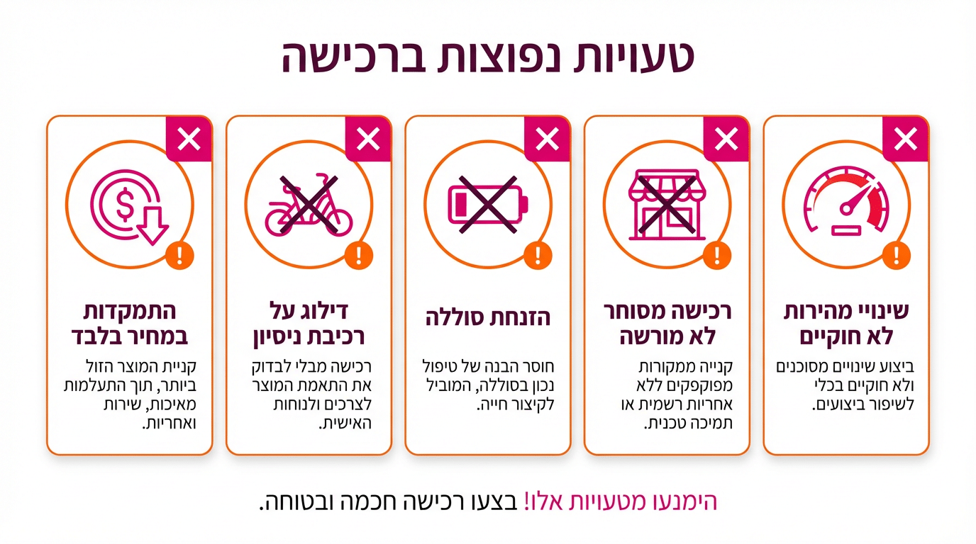 טעויות נפוצות בקניית אופניים חשמליים - מה להימנע